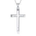 TOUPOP 925 Sterling Silver Cross Pendant Necklace Classic Faith Jewelry For Women Men-0-0