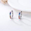 wholesale 925 Sterling Silver Rainbow Crystal Hoop Earrings with 6 Healing Stones for Women-0-2