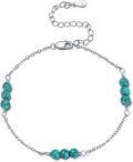 wholesale 925 Sterling Silver Turquoise Beads Chain Ankle Anklet for Women Beach Foot Jewelry-0-0