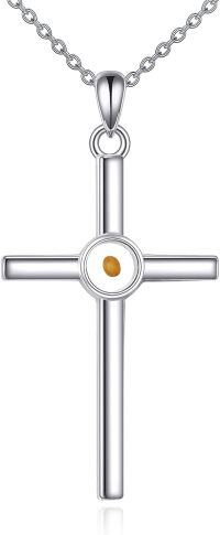 wholesale 925 Sterling Silver Mustard Seed and Star of David Cross Hamsa Pendant Necklace-Mustard Seed Necklace-Cross