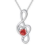 wholesale 925 Sterling Silver 12 Birthstone Music Note Necklace for Women-01-January-Garnet