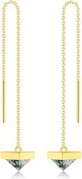 wholesale 14K Gold Green Stone Triangle Drop Threader Earrings-0-6