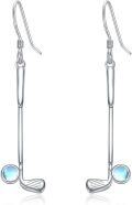 wholesale 925 Sterling Silver Sports Theme Golf Club Shape Moonstone Dangle Drop Earrings for Women Gift Ideas-0-0