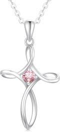 wholesale Sterling Silver Zirconia Cross Necklace for Women 18 +2 -0-1