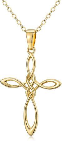 wholesale 14K Gold Infinity Knot Cross Pendant Necklace for Women-Cross infinity necklace