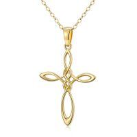 wholesale 14k Gold Celtic Cross Pendant Necklace Wholesale Elegant Design-Cross infinity necklace