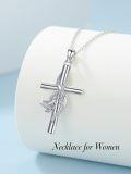 wholesale 925 Sterling Silver Hummingbird and Vine Cross Pendant Necklace for Women & Men - Celtic Religious s-0-4