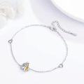 wholesale 925 Sterling Silver Adjustable Bracelet with Gold Heart Charm for Women Girls Animal Lover Gift-0-5