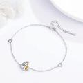 wholesale 925 Sterling Silver Adjustable Bracelet with Gold Heart Charm for Women Girls Animal Lover Gift-0-5