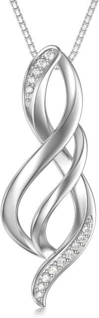 wholesale White Gold 14K Lab-Grown Diamond Infinity Pendant Necklace for Women-Infinty-C
