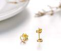 wholesale Gold 14k Tiny Hollow Heart Studs with Screwback for Women - Minimalist Jewelry-0-3