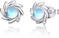 wholesale 925 Sterling Silver Rainbow Moonstone Flower Stud Earrings - Cute Mouse Design Gifts for Women and Girls-0-0