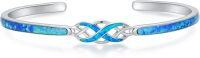 wholesale TOUPOP Opal Bracelets Christmas Gifts For Women 925 Sterling Silver Celtic Infinity Cuff Bangle Bracelets Inspirational Blue Fire Opal Jewelry Gifts For Women Her Wife Mom Daughter Birthday Gift -undefined