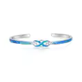 TOUPOP Sterling Silver Blue Fire Opal Celtic Infinity Cuff Bangle Bracelet-0-0