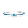TOUPOP Sterling Silver Blue Fire Opal Celtic Infinity Cuff Bangle Bracelet-0-0