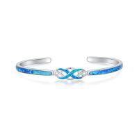 TOUPOP Sterling Silver Blue Fire Opal Celtic Infinity Cuff Bangle Bracelet-undefined