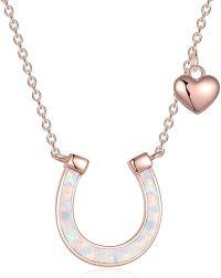 wholesale 925 Sterling Silver White Opal Horseshoe Necklace for Women Lucky s-undefined