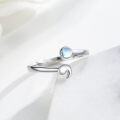 wholesale 925 Sterling Silver Opal Moonstone Adjustable Semicolon Ring-0-4