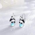 wholesale 925 Sterling Silver Adorable Panda Stud Earrings with Opal Stone Gift for Women Girls-0-2