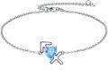 wholesale 925 Sterling Silver Heart and Cross Charm Bracelet with Blue Crystal Stone s for Women-0-0