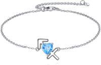 wholesale 925 Sterling Silver Heart and Cross Charm Bracelet with Blue Crystal Stone s for Women-Sagittarius