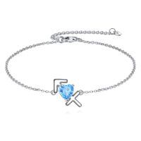 wholesale 925 Sterling Silver Heart and Cross Charm Bracelet with Blue Crystal Stone s for Women-Sagittarius