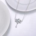 wholesale 925 Sterling Silver Lotus Flower Pendant Necklaces Moonstone CZ Gemstones s for Women Girls-0-1