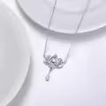 wholesale 925 Sterling Silver Lotus Flower Pendant Necklaces Wholesale Moonstone CZ Gemstones s for Women Girls-0-1
