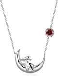 wholesale  Metal Sterling Silver Simulated Moonstone Cute Bunny on Moon Necklace for Women Girls Birthday Gift -0-0