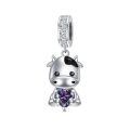 wholesale 925 Sterling Silver Cute Cow Charm With Heart Crystal-0-30