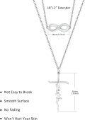 wholesale 925 Sterling Silver Infinity & Cross Layered Pendant Necklace for Women - Religious s-0-2
