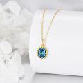 wholesale 14K Gold Blue Topaz Oval Pendant Necklace for Women Birthdays Gifts-0-4