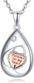 wholesale 925 Sterling Silver Tear Drop Cremation Jewelry Forever in My Heart Keepsake Pendant Necklace for Women-0-0