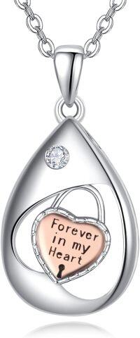 wholesale 925 Sterling Silver Tear Drop Cremation Jewelry Forever in My Heart Keepsake Pendant Necklace for Women-B-Heart Lock