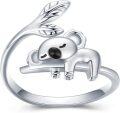 wholesale 925 Sterling Silver Panda Koala Adjustable Open Ring Cute Animal Jewelry Gift for Women Girls-0-0