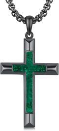 wholesale 925 Sterling Silver Abalone Shell Inlay Black Plated Cross Pendant Chain Necklace for Men's Religious s-0-1