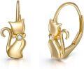 wholesale 925 Sterling Silver Gold Cat Shape Leverback Earrings for Women and Teen Girls - Birthday & Christmas Gift Ideas-0-0