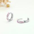 wholesale 925 Sterling Silver Pink Fire Opal & CZ Twist Design Hoop Earrings for Women-0-3