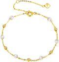 wholesale 14K White Gold Freshwater Pearl Anklet for Women Elegant Beach Foot Chain Gift-0-11