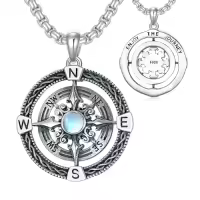 TOUPOP Sterling Silver Compass Urn Necklace For Women-style_name:B-Enjoy The Journey