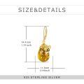 wholesale 925 Sterling Silver Honey Bee Dangle Earrings With Amber Honeycomb Charm-0-4