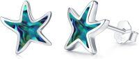 wholesale 925 Sterling Silver Abalone Shell Starfish Stud Earrings - Ocean Beach  for Women and Girls-Abalone Shell