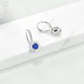 wholesale 925 Sterling Silver Blue Sapphire Halo Sunburst Oval Stud Earrings for Women-0-2