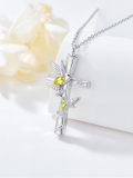 TOUPOP White Gold Plated S925 Sterling Silver Citrine Memorial Urn Necklace-0-2