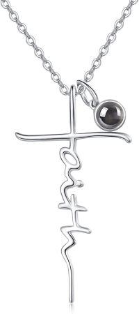 wholesale 925 Sterling Silver Heart Cross Ekg Necklace-Personalized Photo-Personalized Photo