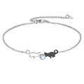 wholesale 925 Sterling Silver Cat Charm Bracelet Wholesale with Moonstone and Black Enamel - Gifts for Women-0-0