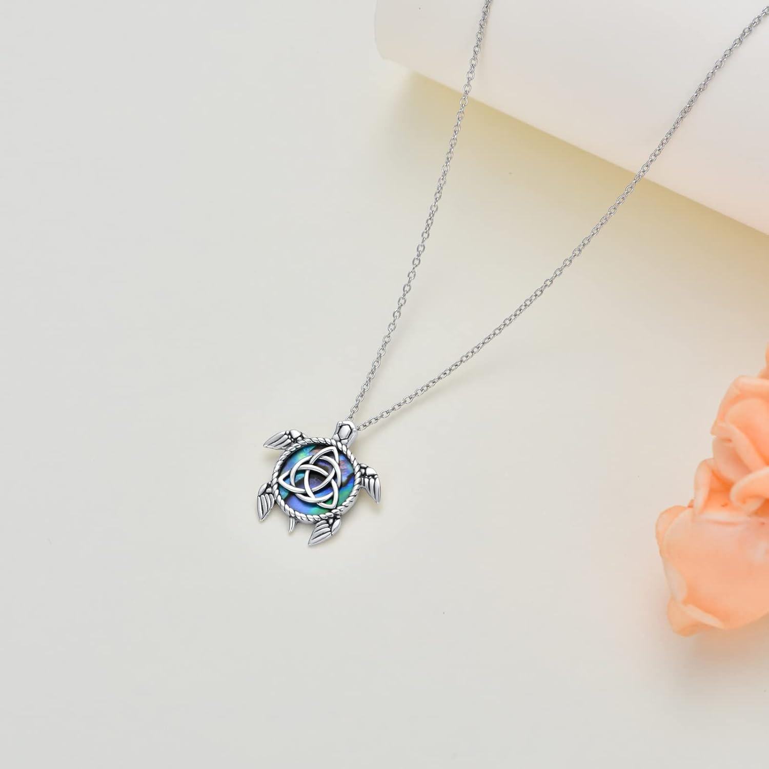 wholesale 925 Sterling Silver Abalone Shell Sea Turtle Tree of Life Compass Pendant Necklace for Women Mom Ocean Lover -0-3