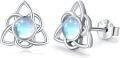 wholesale 925 Sterling Silver Celtic Knot Rainbow Moonstone Stud Earrings Hypoallergenic Light Weighted Jewelry for Women Girls Gifts 6mm Diameter-0-0