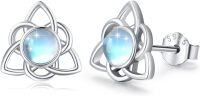 wholesale 925 Sterling Silver Celtic Knot Rainbow Moonstone Stud Earrings Hypoallergenic Light Weighted Jewelry for Women Girls Gifts 6mm Diameter-D-Moonstone Earrings