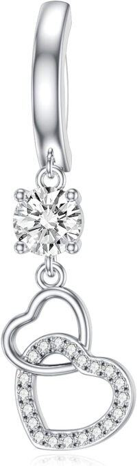 wholesale 925 Sterling Silver Hypoallergenic Butterfly Dangle Clicker Navel Ring Belly Piercing Jewelry Gift-Heart